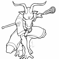 Satyr lacrosse player inks black and white